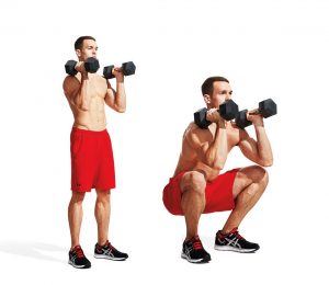 musculation cuisses avec haltères au squat