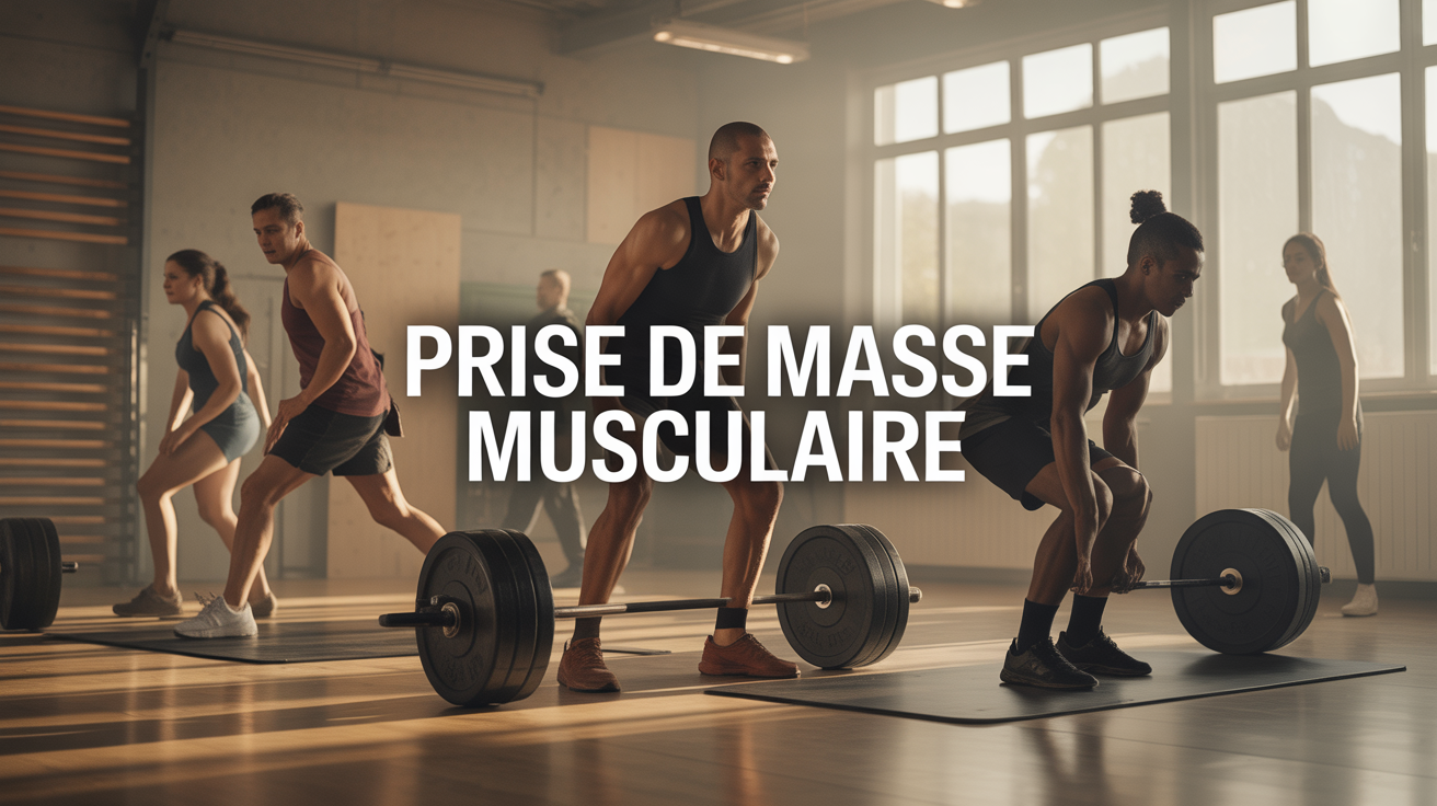 prise de masse musculaire silhouettes salle sport