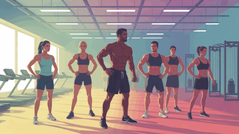 groupe silhouettes sport salle programme musculation 3 jours