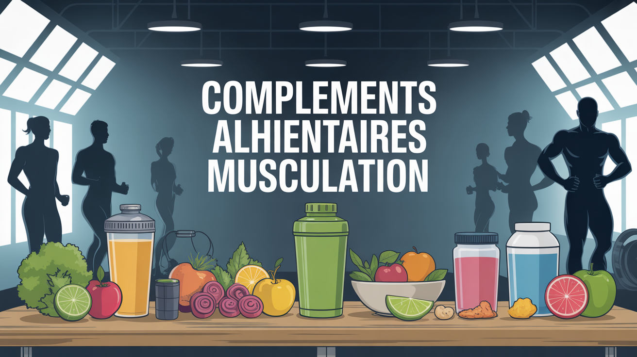 table sportive avec compléments alimentaires musculation