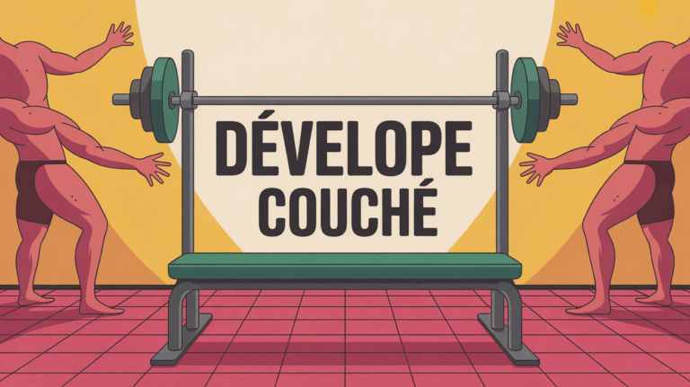 developpe couche banc musculation illustration sportive