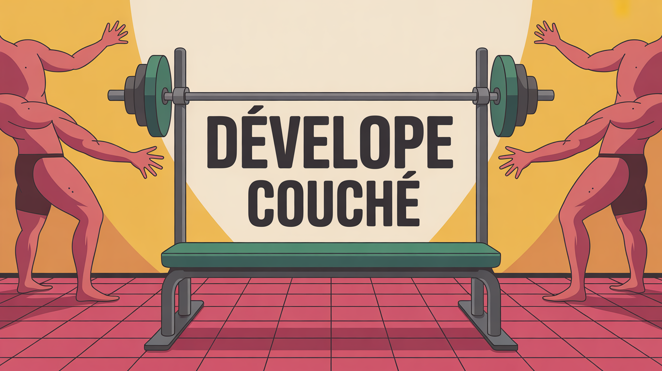 developpe couche banc musculation illustration sportive
