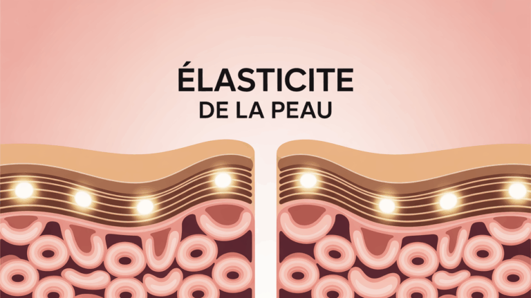 Elasticite de la peau, fibres collagene elastine, illustration coupe moderne
