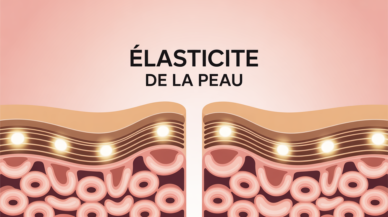 Elasticite de la peau, fibres collagene elastine, illustration coupe moderne