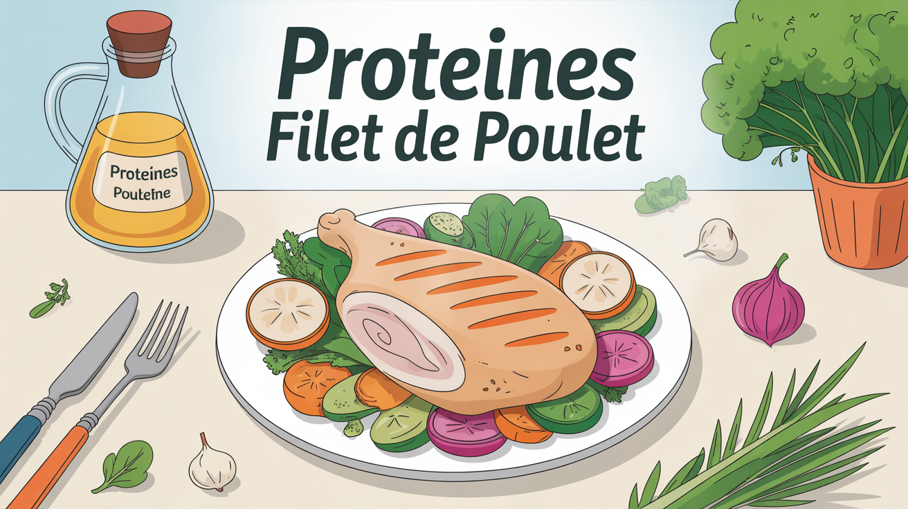 assiette filet de poulet grillé et légumes apport protéines