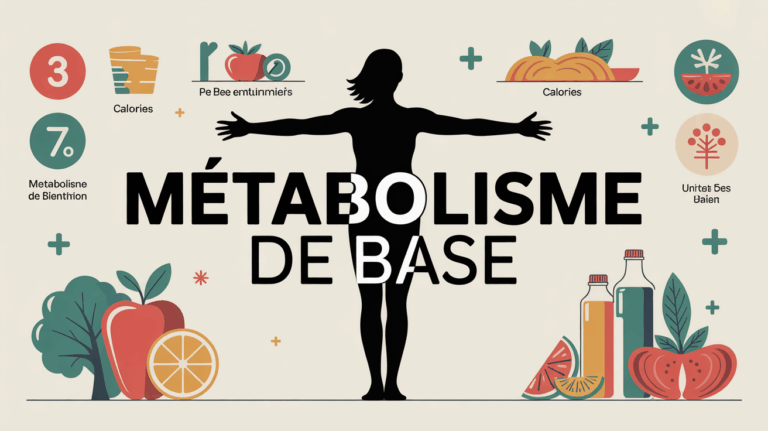 Silhouette avec chiffres calories et nutrition pour metabolisme de base