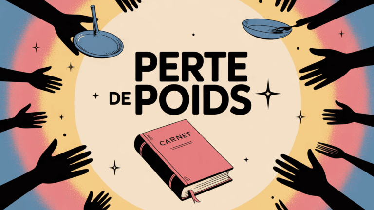 Illustration perte de poids carnet et assiette