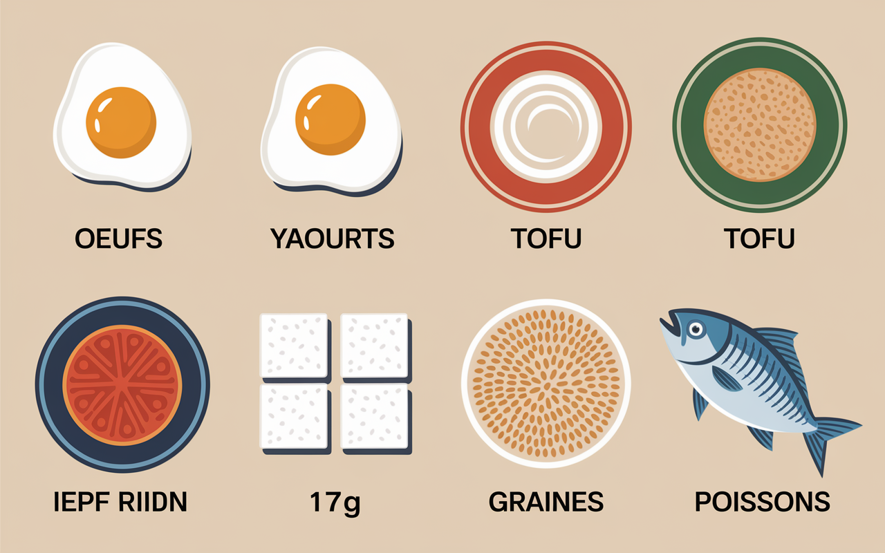 petit dejeuner proteine tableau aliments sources proteines
