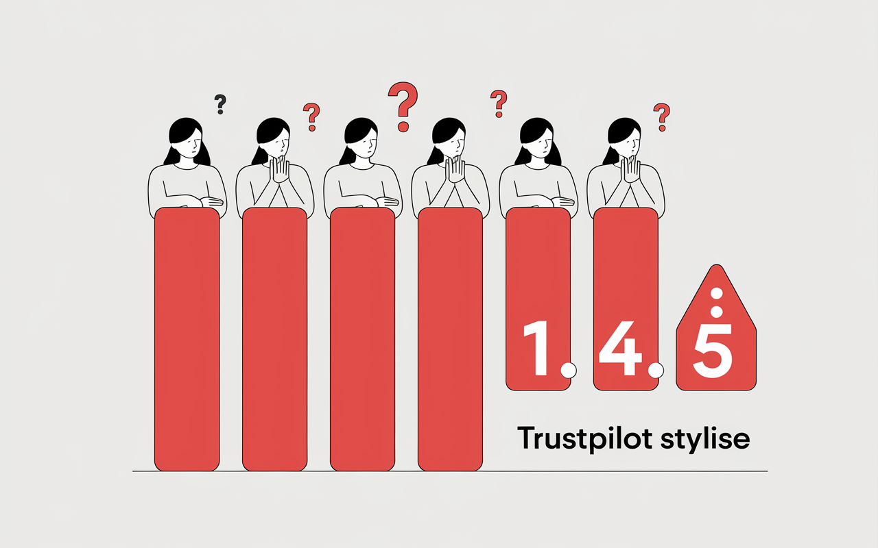Barres rouges Trustpilot Indiva System avis
