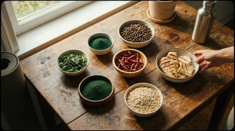 aliments naturels brûleurs de graisse sur table bois
