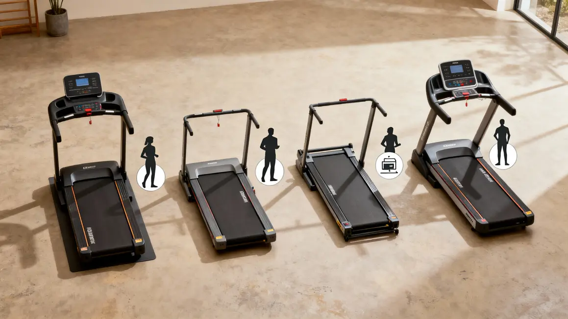 Comparatif visuel types de tapis de course motorisé non-motorisé pliable professionnel