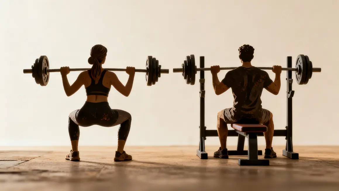 Symétrie haltères squat développé couché