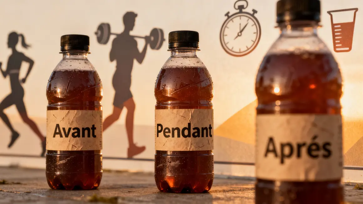 Bouteilles boisson énergétique pour chaque phase effort silhouettes sportives