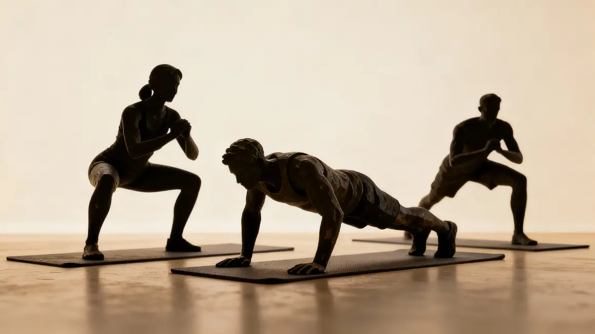 silhouettes squats pompes gainage musculation poids du corps