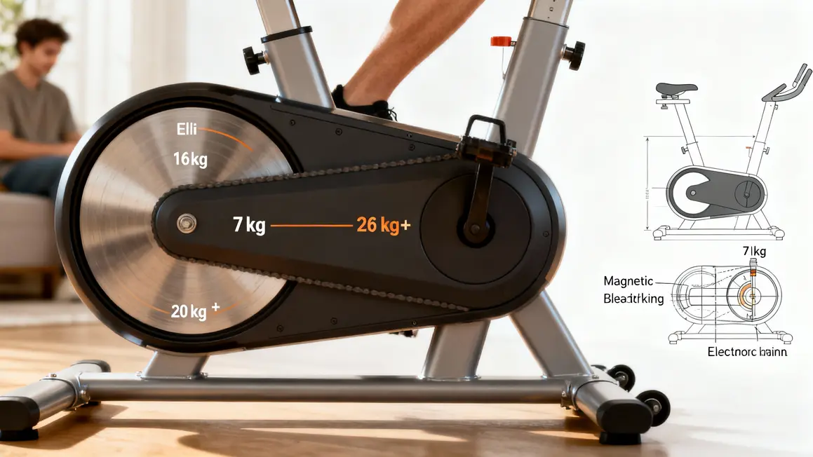 Roues d’inertie et système de freinage vélo elliptique