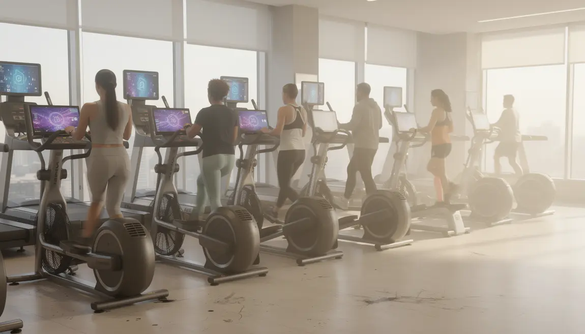 Vélo elliptique plusieurs utilisateurs salle moderne