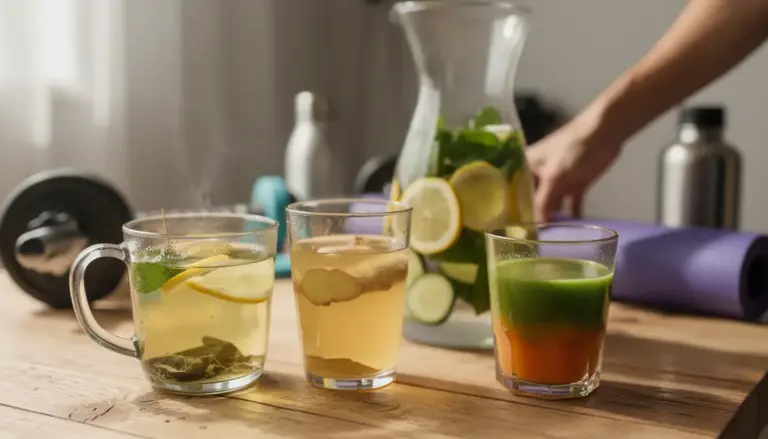 boissons naturelles minceur avec accessoires musculation