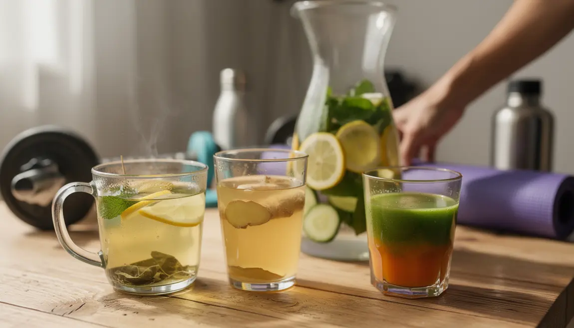boissons naturelles minceur avec accessoires musculation