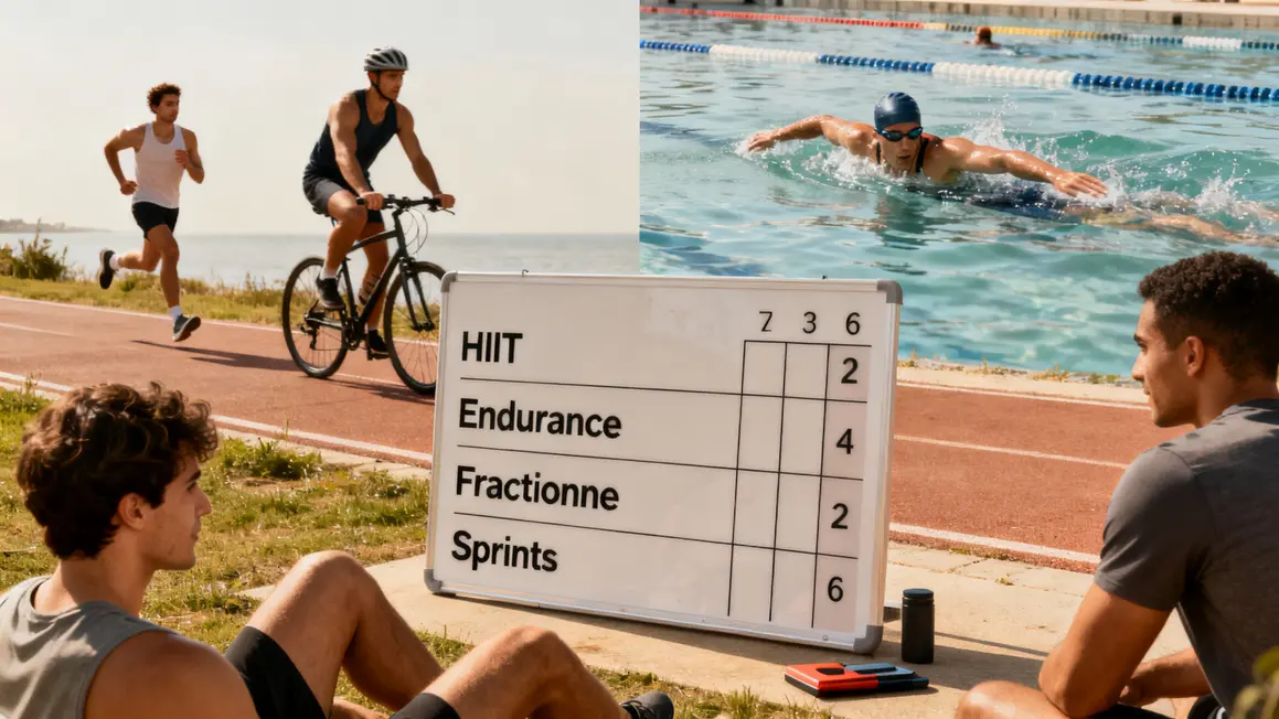 Sportifs en action et tableau des techniques VO2 max