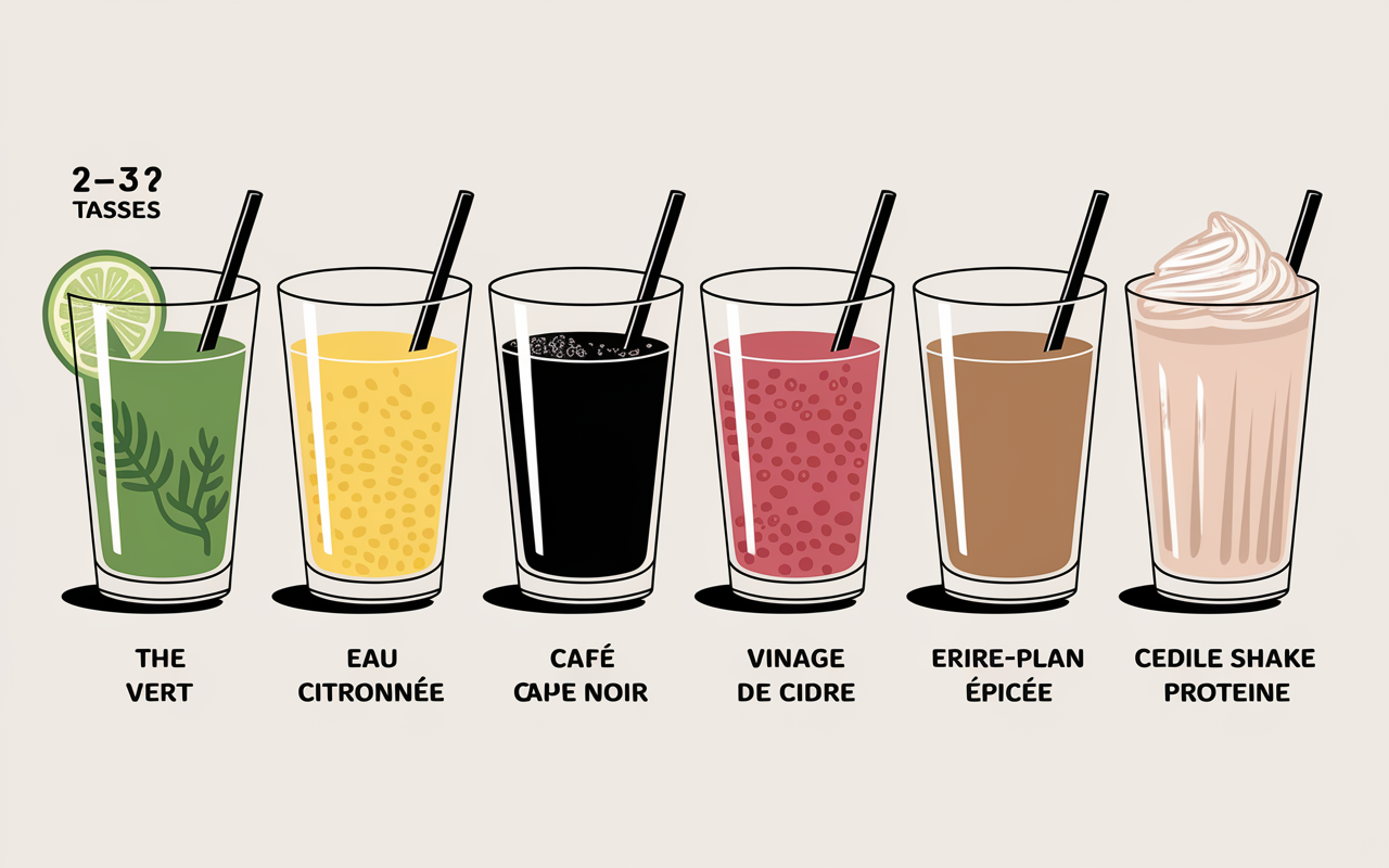 boisson pour perdre du poids verres alignés