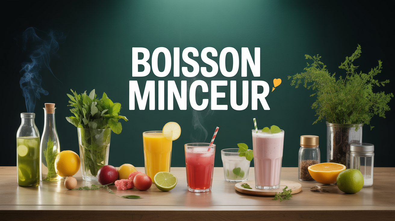 boisson pour perdre du poids assortiment sur table bois