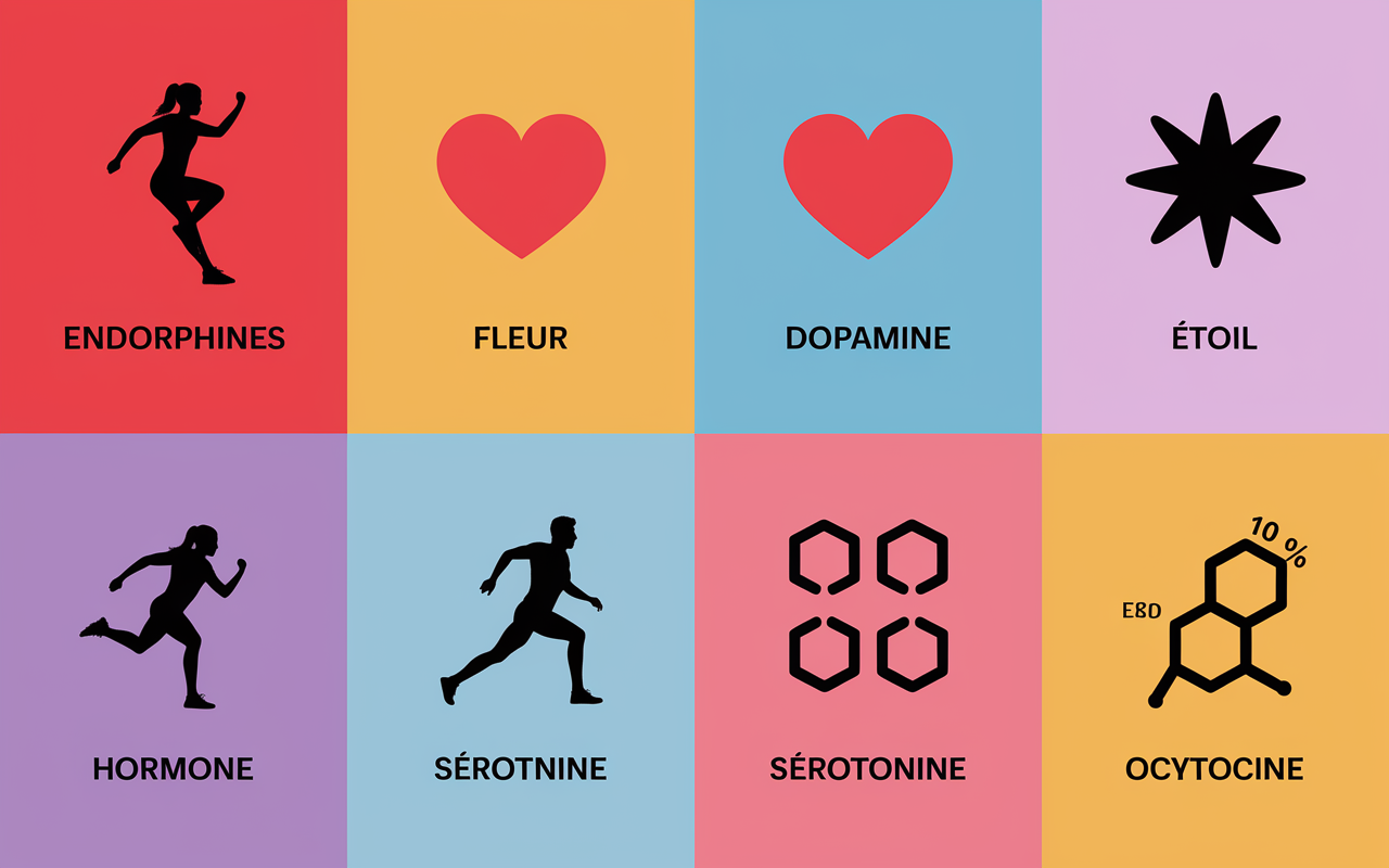 tableau hormone du bonheur sport 4 hormones