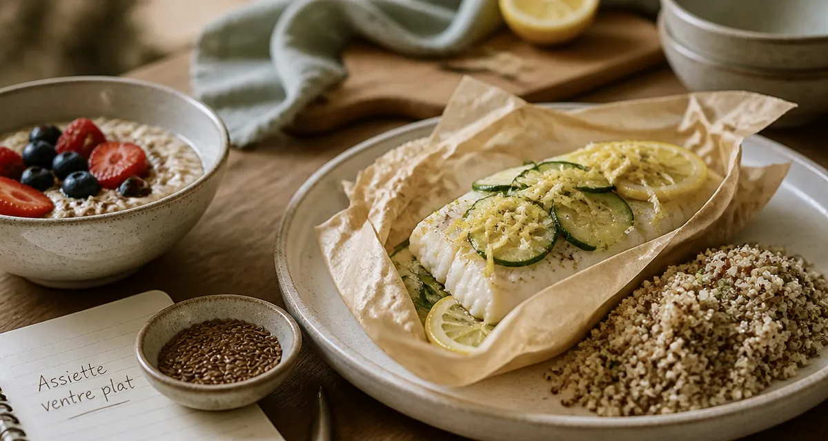 Recette pour maigrir le ventre : cabillaud, quinoa, courgette et citron