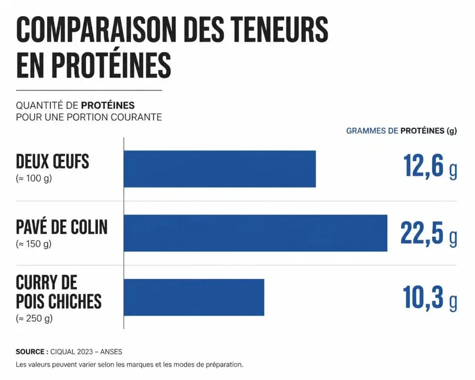 Comparatif des apports en protéines pour un repas riche en protéines