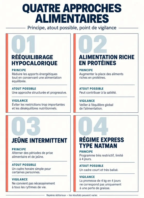 Régime rapide et efficace : comparaison des principales méthodes, de leurs atouts et de leurs risques