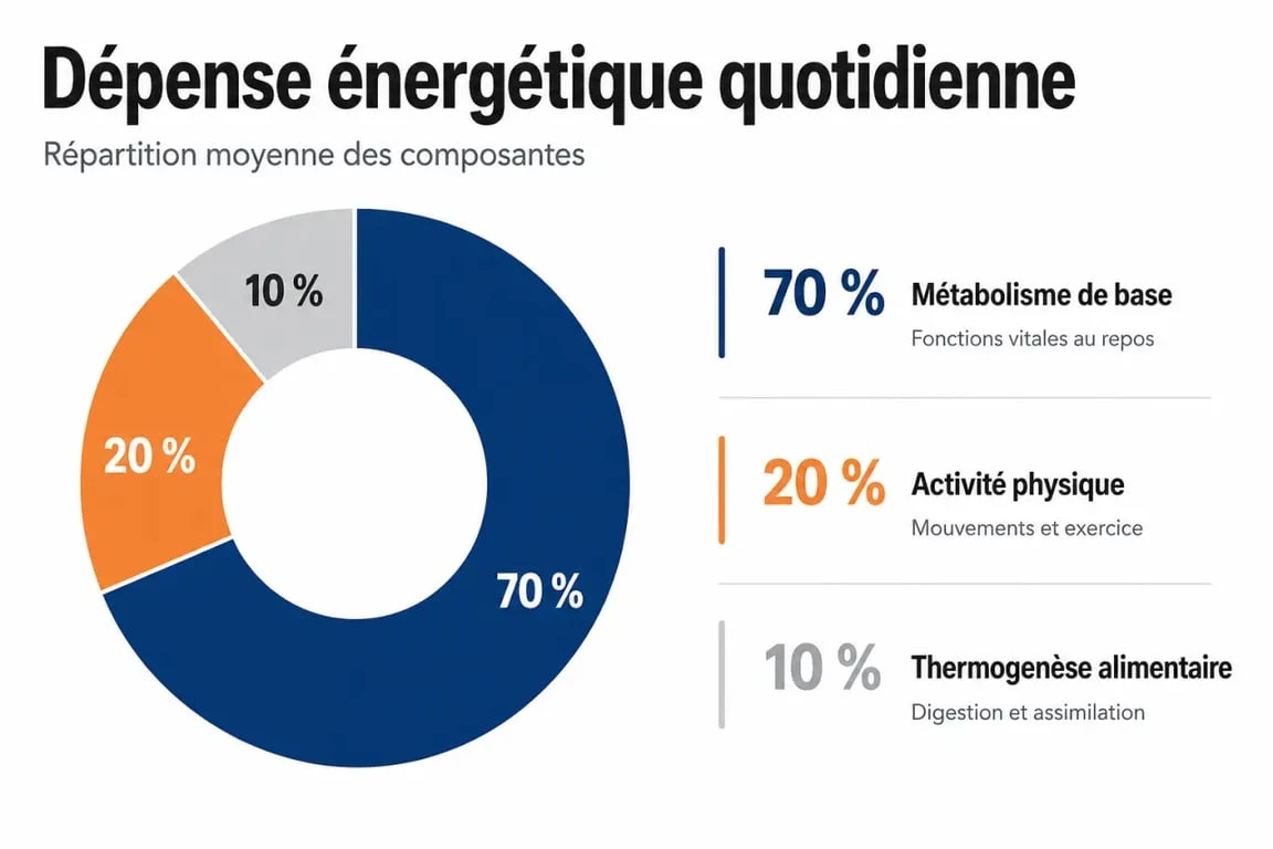 Infographie sur la dépense énergétique quotidienne et le métabolisme et musculation