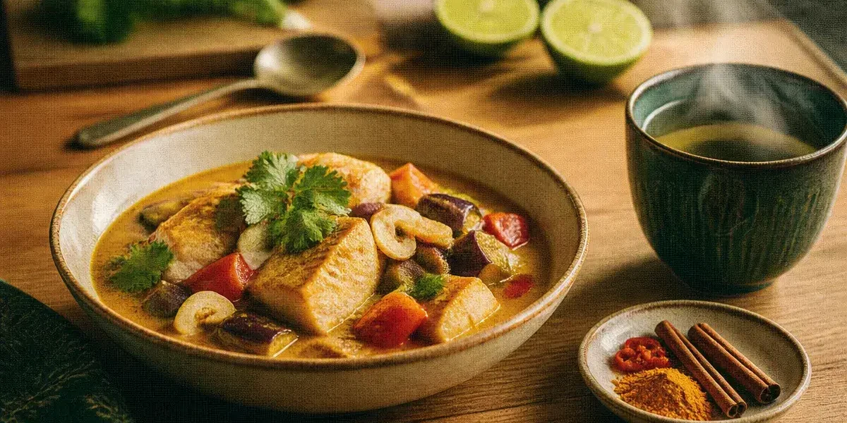 Aliments brûle graisse : curry de poisson au lait de coco et thé vert