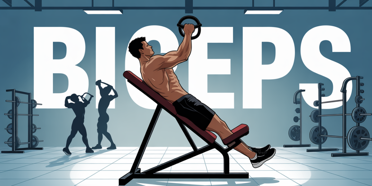 biceps curl incline avec haltere sur banc en salle