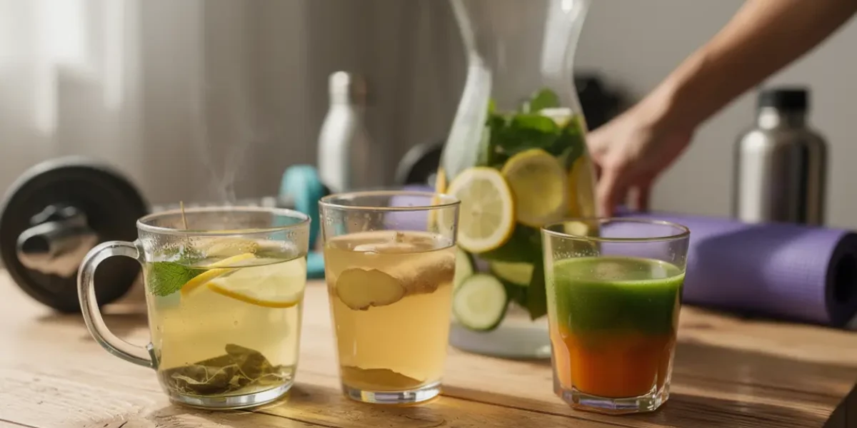 boissons naturelles minceur avec accessoires musculation