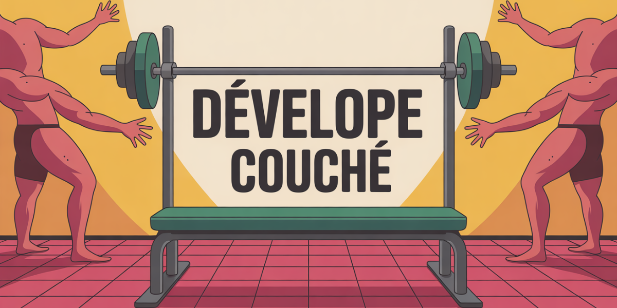 developpe couche banc musculation illustration sportive