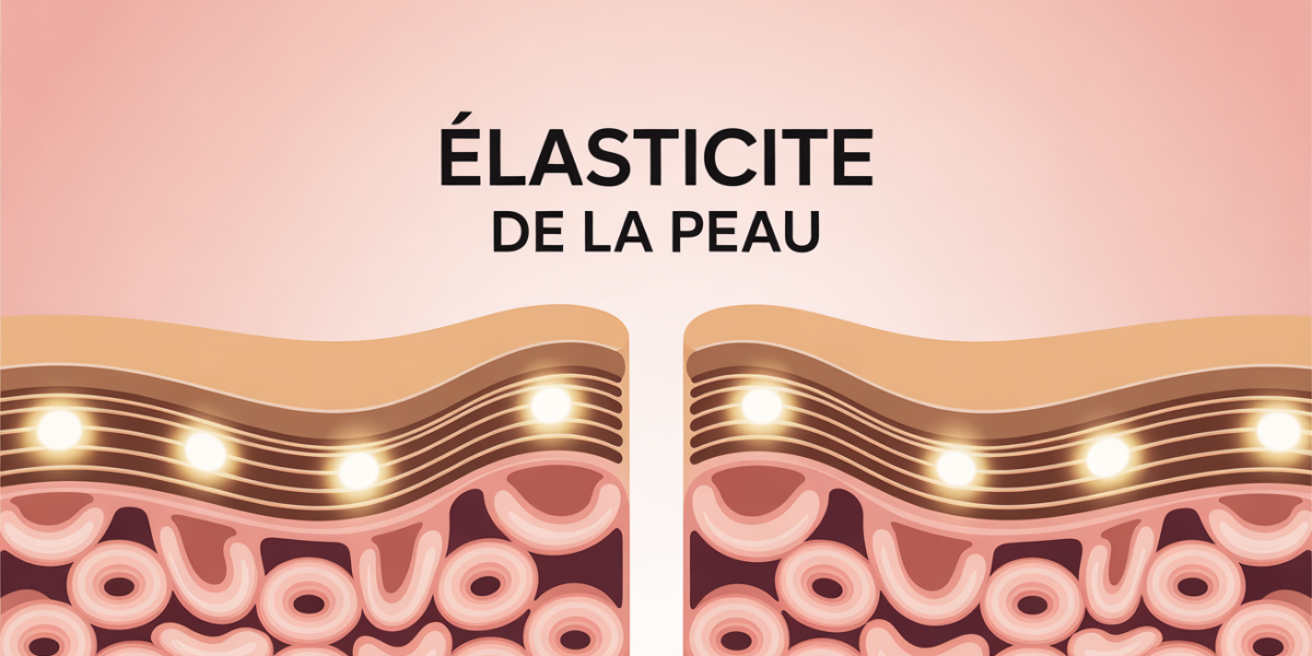 Elasticite de la peau, fibres collagene elastine, illustration coupe moderne