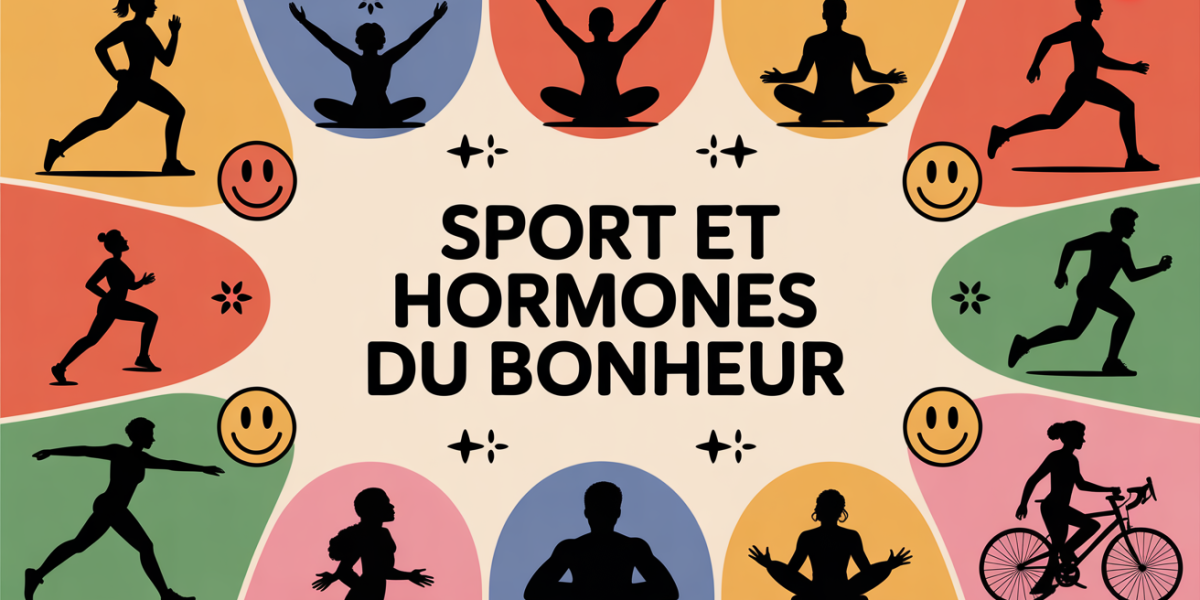 illustration hormone du bonheur sport silhouettes en mouvement