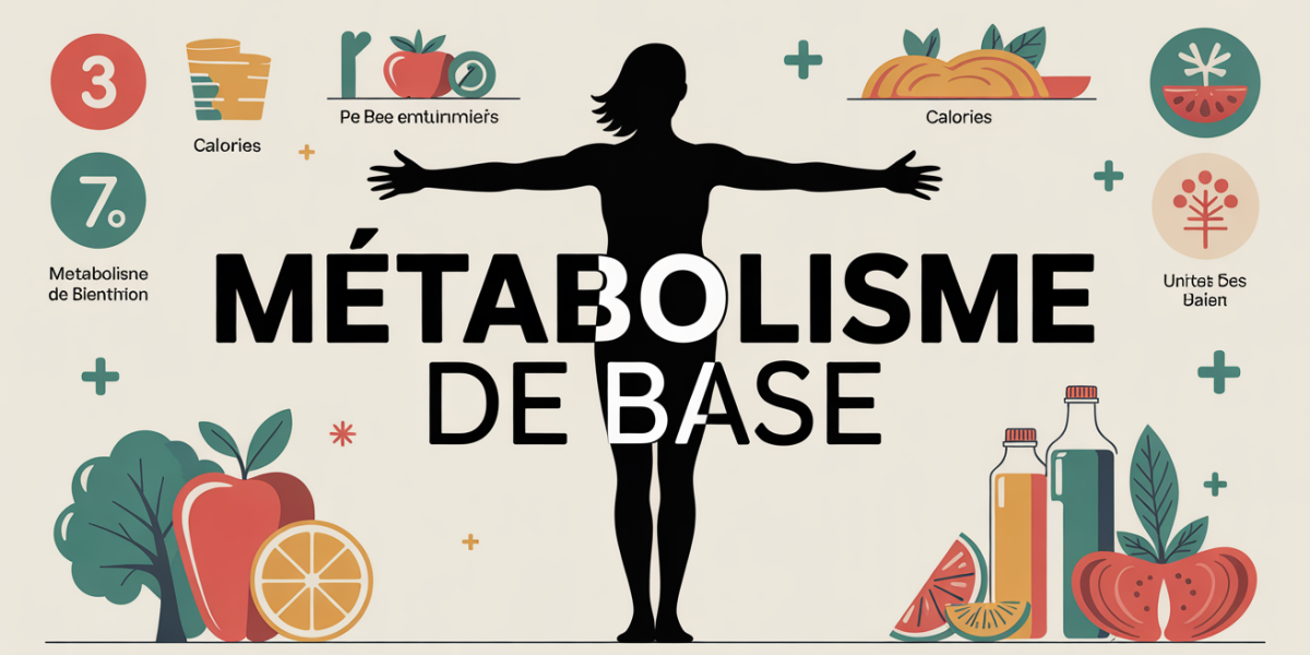 Silhouette avec chiffres calories et nutrition pour metabolisme de base
