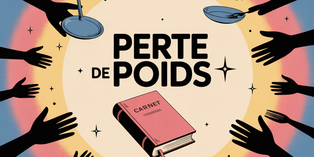 Illustration perte de poids carnet et assiette