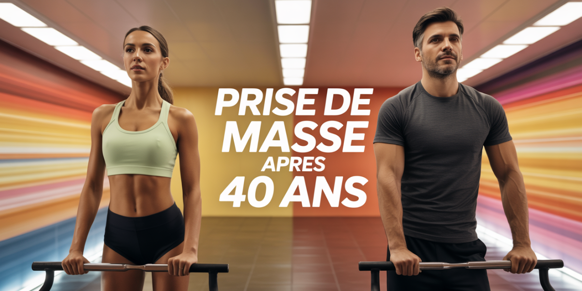 Homme et femme 40 ans prise de masse après 40 ans haltères salle lumineuse