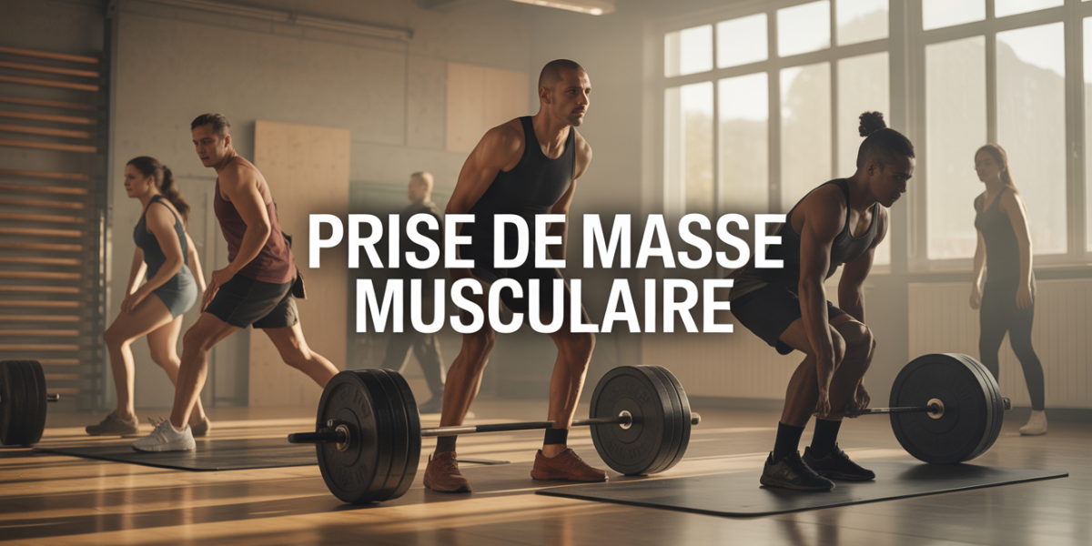 prise de masse musculaire silhouettes salle sport