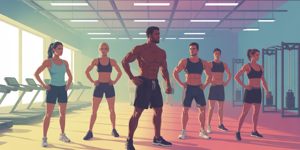 groupe silhouettes sport salle programme musculation 3 jours