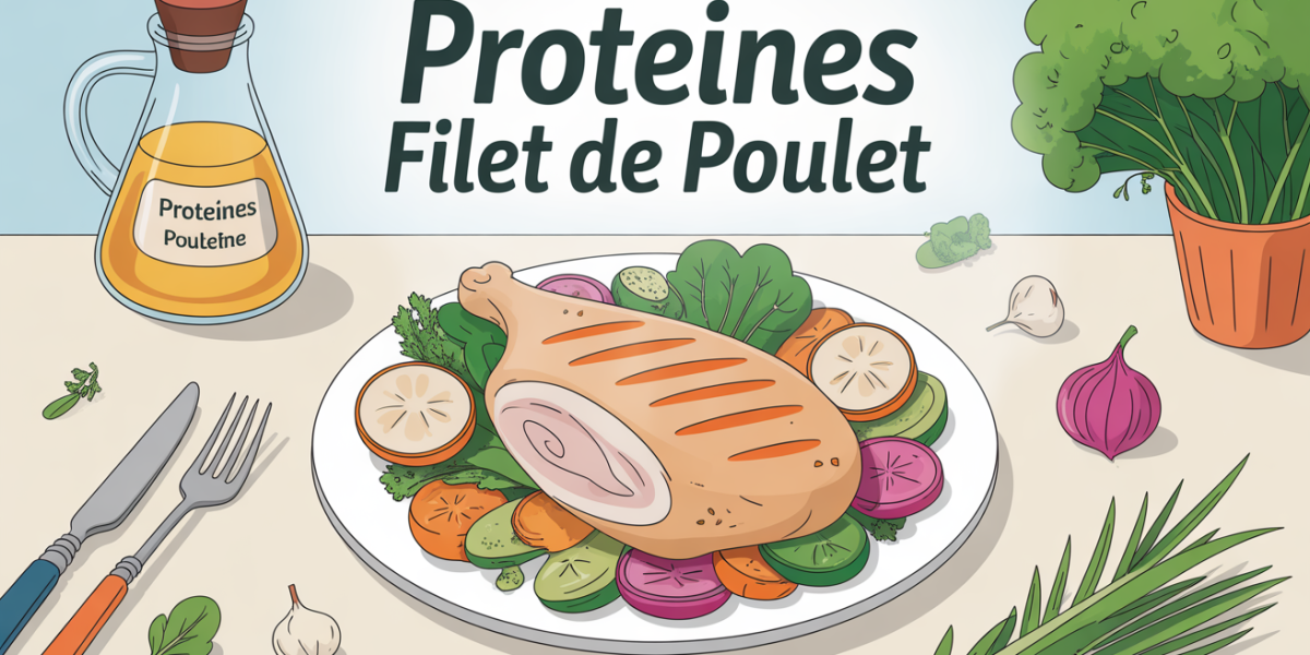 assiette filet de poulet grillé et légumes apport protéines
