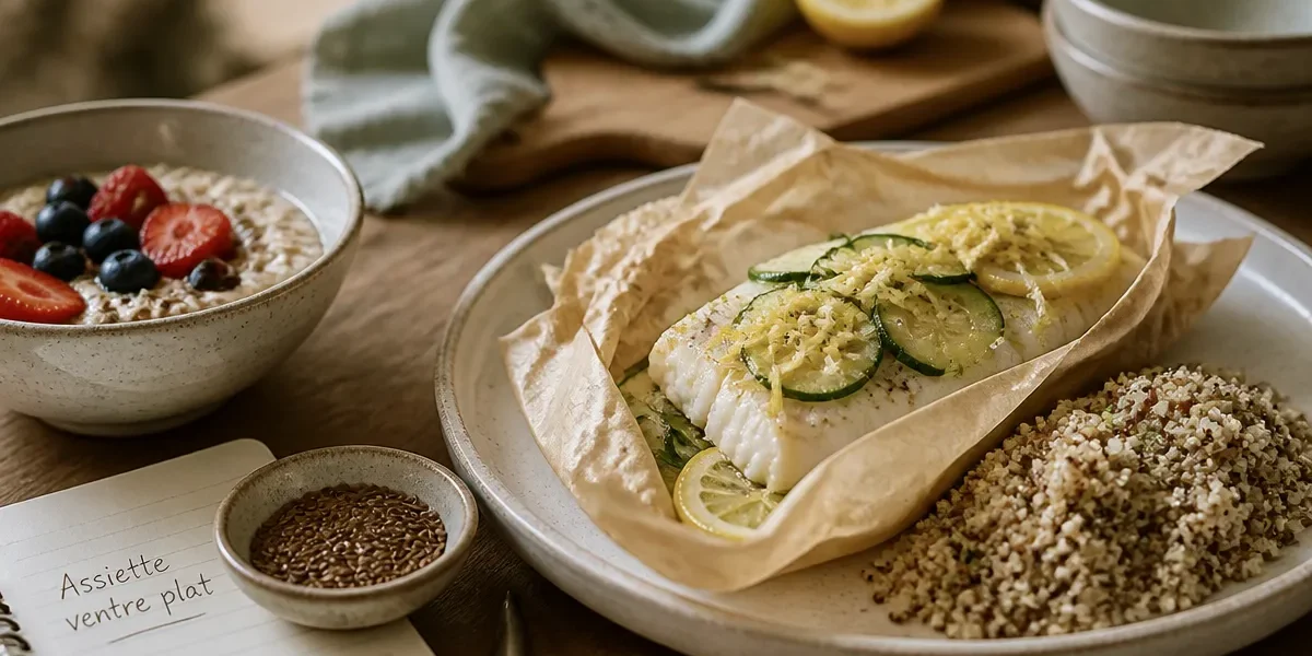Recette pour maigrir le ventre : cabillaud, quinoa, courgette et citron