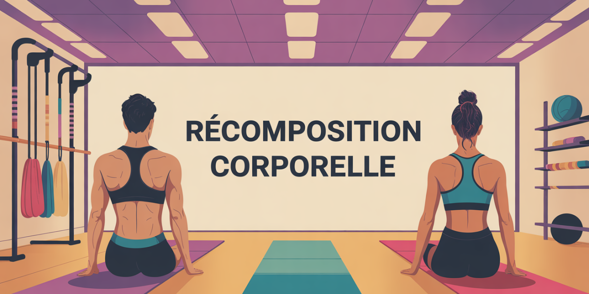 Recomposition corporelle silhouettes sportives salle fitness