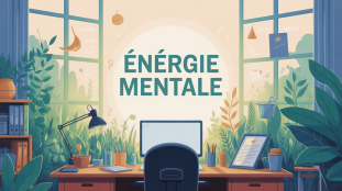 retrouver de l energie mentale bureau stylise vegetation et objets
