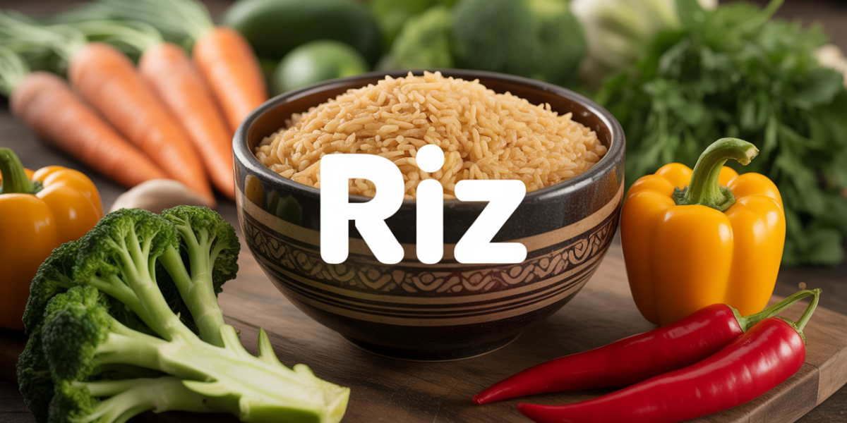 Bol de riz entouré de légumes variés