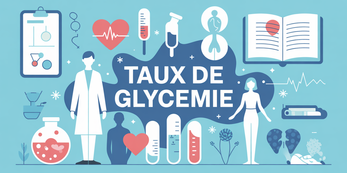 illustration taux de glycemie sante avec tableau et glucometre